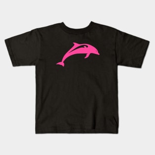 Hot Pink Color Dolphin Art Kids T-Shirt